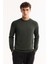 Erkek Haki Bisiklet Yaka Dokulu Triko Regular Fit Kazak A52Y5083 3