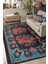 Cala Salada Çiçekli Mavi Polyester Dikdörtgen Modern Desenli Pamuk Makinada Yıkanabilir Hav Toz Vermez Leke Tutmayan Kaymaz Taban Dijital Makine Baskı Salon Yolluk Mutfak Halı 1