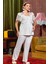 25133 Hamile Lohusa Kısa Kollu Dantelli Pijama Takımı-Krem 1