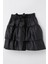 Kız Çocuk Deri Etek Kat Kat Fiyonklu 5-10 Yaş, Siyah 4