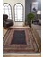 Bahavalpur Siyah Çerçeveli Etnik Modern Desenli Makinada Yıkanabilir Hav Toz Vermez Leke Tutmayan Kaymaz Taban Dijital Makine Baskı Salon Yolluk Mutfak Halı 2