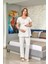 24647 Hamile Lohusa Kısa Kollu Pijama Takımı-Krem 2