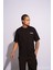 Erkek Oversize T-Shirt Life Fast Siyah 4