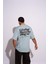 Erkek Oversize T-Shirt Life Fast Mavi 1