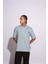Erkek Oversize T-Shirt Life Fast Mavi 2