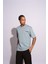Erkek Oversize T-Shirt Life Fast Mavi 5
