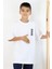 Erkek Çocuk Tişört Sırt Kısmı Yazı Baskılı 9-14 Yaş, Beyaz 2