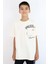 Erkek Çocuk Tişört Yazı Bakılı Cepli 9-14 Yaş, Krem 1