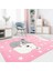 Saylor Çocuk Pembe Polyester Dikdörtgen Modern Desenli Pamuk Makinada Yıkanabilir Hav Toz Vermez Leke Tutmayan Kaymaz Taban Dijital Makine Baskı Salon Yolluk Mutfak Halı 2