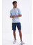 İndigo Bağcıklı Standart Kalıp Basic Erkek Şort - 81212 3
