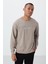 Camel Yazı Nakışlı O Yaka Rahat Form İçi Polarlı Erkek Sweatshirt - 88020 1