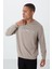 Camel Yazı Nakışlı O Yaka Rahat Form İçi Polarlı Erkek Sweatshirt - 88020 4