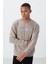 Camel Yazı Nakışlı O Yaka Rahat Form İçi Polarlı Erkek Sweatshirt - 88020 5