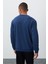 İndigo Yazı Nakışlı O Yaka Rahat Form İçi Polarlı Erkek Sweatshirt - 88020 5