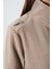 Koyu Bej Dik Yaka Fermuarlı Rahat Form Kadın Polar Sweatshirt - 97173 5