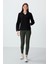 Siyah Dik Yaka Fermuarlı Rahat Form Kadın Polar Sweatshirt - 97173 4