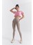 Koyu Bej Yüksek Bel Toparlayıcı Slim Fit Dar Paça Kadın Tayt - 94011 3