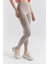Koyu Bej Yüksek Bel Toparlayıcı Slim Fit Dar Paça Kadın Tayt - 94011 4
