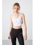 Beyaz Çapraz Sırt Detaylı Slim Fit U Yaka Pedli Kadın Spor Büstiyer - 97121 1