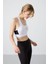 Beyaz Çapraz Sırt Detaylı Slim Fit U Yaka Pedli Kadın Spor Büstiyer - 97121 4