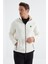 Ekru Fermuarlı Dik Yaka Standart Kalıp Erkek Polar Sweatshirt - 88134 1