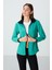 Deniz Yeşili Dik Yaka Fermuarlı Rahat Form Kadın Polar Sweatshirt - 97173 3
