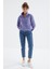 Açık Eflatun Yarım Fermuar Etek Ucu Büzgülü Kadın Polar Oversize Sweatshirt - 97171 4
