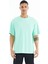 Su Yeşili Kol Arma Detaylı Basic Oversize Erkek T-Shirt - 88193 1