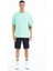 Su Yeşili Kol Arma Detaylı Basic Oversize Erkek T-Shirt - 88193 2