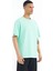Su Yeşili Kol Arma Detaylı Basic Oversize Erkek T-Shirt - 88193 4