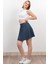 Denim Ince Tensel Kumaş Taşlı Etek 6794 3