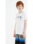 Beyaz Baskı Detaylı O Yaka Standart Kalıp Erkek Çocuk T-Shirt - 11145 4