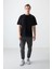 Siyah %100 Pamuk Kalın Yumuşak Dokulu Oversize Fit Basic Erkek T-Shirt - 88353 2