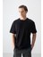 Siyah %100 Pamuk Kalın Yumuşak Dokulu Oversize Fit Basic Erkek T-Shirt - 88353 3