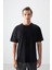 Siyah %100 Pamuk Kalın Yumuşak Dokulu Oversize Fit Basic Erkek T-Shirt - 88353 5