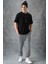 Siyah %100 Pamuk Kalın Yumuşak Dokulu Oversize Fit Baskılı Erkek T-Shirt - 88355 3