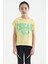 Sarı O Yaka Düşük Omuzlu Rahat Form Kısa Kollu Kız Çocuk T-Shirt - 75128 1