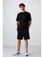 Tommy Life Siyah Pamuklu Kalın Yumuşak Dokulu Comfort Fit Basic Erkek Şort - 81261 2