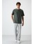 Haki Waffle İnterlok Yüzeyi Dokulu Oversize Fit Basic Erkek T-Shirt - 88379 2