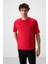 Kırmızı Waffle İnterlok Yüzeyi Dokulu Oversize Fit Basic Erkek T-Shirt - 88380 1