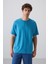 Petrol Mavi Pamuklu Kalın Yumuşak Dokulu Oversize Fit Basic Erkek T-Shirt - 88349 2