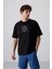Siyah - Beyaz Pamuklu Kalın Yumuşak Dokulu Oversize Fit Baskılı Erkek T-Shirt - 88324 4