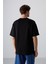 Siyah - Beyaz Pamuklu Kalın Yumuşak Dokulu Oversize Fit Baskılı Erkek T-Shirt - 88324 5