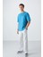 Petrol Mavi Pamuklu Kalın Yüzeyi Dokulu Oversize Fit Basic Erkek T-Shirt - 88341 2