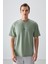Açık Yeşil Pamuklu Kalın Yumuşak Dokulu Oversize Fit Baskılı Erkek T-Shirt - 88373 1