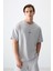 Taş Pamuklu Kalın Yumuşak Dokulu Oversize Fit Baskılı Erkek T-Shirt - 88373 1