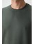 Haki Waffle İnterlok Yüzeyi Dokulu Oversize Fit Basic Erkek T-Shirt - 88379 3
