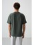 Haki Waffle İnterlok Yüzeyi Dokulu Oversize Fit Basic Erkek T-Shirt - 88379 5