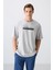 Taş Pamuklu Kalın Yumuşak Dokulu Oversize Fit Baskılı Erkek T-Shirt - 88334 1