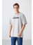 Taş Pamuklu Kalın Yumuşak Dokulu Oversize Fit Baskılı Erkek T-Shirt - 88334 4